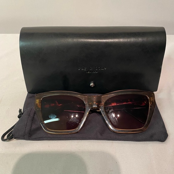 Womens Rag & Bone RNB1046/G/S Sunglasses Cat Eye Beige Havana 54mm Case & Pouch main image 5